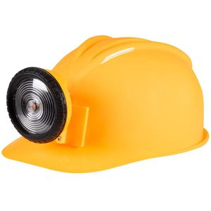 Carnaval/verkleed Bouwhelm met lamp  - geel - polyester - voor volwassenen - mijnwerker/bouwvakker