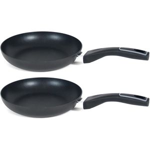 Set van 2x stuks aluminium zwarte koekenpan/hapjespan Gusto met anti-aanbak laag 30 cm