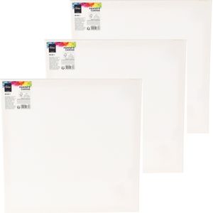 Canvas schilderij doek/paneel - 3x - schilderdoeken - wit - 40 x 40 cm
