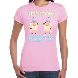 Verkleed T-shirt voor dames - best pyjama party - roze - carnaval - foute party