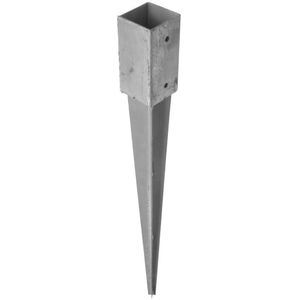 1x Paalhouders / paaldragers staal verzinkt met punt 12 x 12 x 90 cm