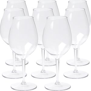 Wijnglas - 8x - transparant - onbreekbaar kunststof - 510 ml