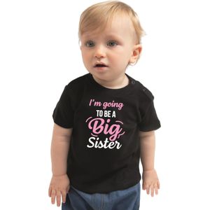 Going to be a big sister cadeau t-shirt zwart peuter/ meisje - Aankodiging zwangerschap grote zus