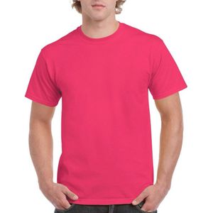 Set van 3x stuks fuchsia roze katoenen shirts voor heren, maat: L (40/52)