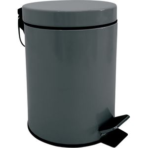 MSV Prullenbak/pedaalemmer - metaal - donkergrijs - 3 liter - 17 x 25 cm - Badkamer/toilet