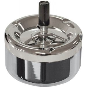 Ronde draaiasbak/drukasbak chroom 13 cm - Terrasasbak - Stormasbak