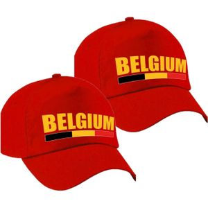 3x stuks Belgium supporter pet  / cap Belgie rood kids