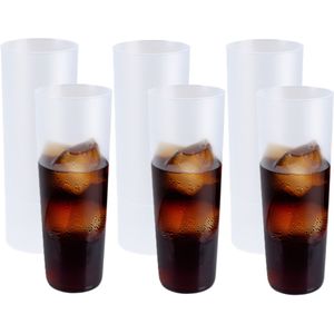 Longdrink glas - 18x - wit - kunststof - 330 ml - herbruikbaar - onbreekbaar - camping