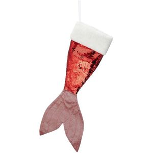1x Kerstsok zeemeerminnen vin/staart pailletten 45 cm