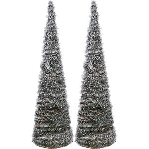 Verlichte kerstbomen/kegels - 2 stuks - 80 cm - LED - warm wit