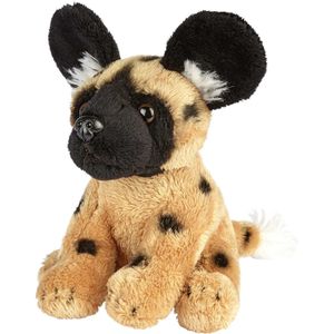 Pluche knuffel dieren Afrikaanse Wilde Hond 15 cm - Speelgoed safari knuffelbeesten