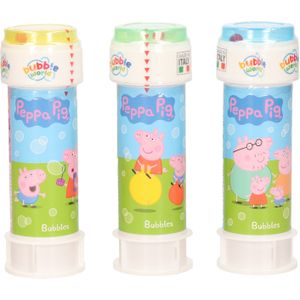 3x Peppa Pig bellenblaas flesjes met bal spelletje in dop 60 ml voor kinderen