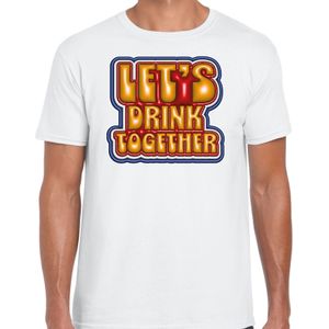 Koningsdag verkleed T-shirt voor heren - let's drink together - wit - feestkleding