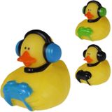 Badeendje gamer - rubber - 2 stuks - zwart en blauw - 5 cm - bad speelgoed