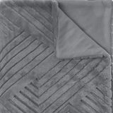 Atmosphera Plaid/bankdeken Amiens - donkergrijs - 180 x 230 cm - polyester fleece - strepenmotief - bedsprei