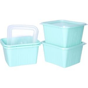 Vershoudbakjes nestbaar - BPA vrij - meal prep - 4x stuks van 1 liter - mintgroen