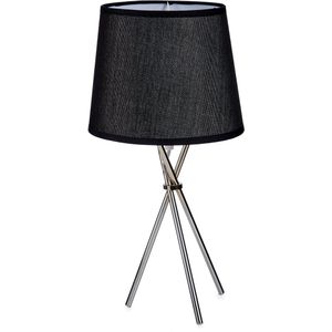 Design tafellamp/schemerlampje zwarte kap en stalen poten 38 cm