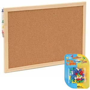 Prikbord incl. 25x punaises gekleurd - 22 x 30 cm - kurk