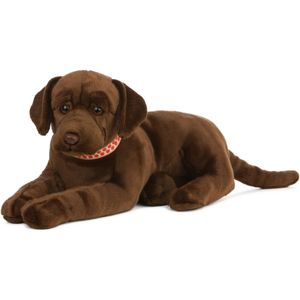 Living Nature Knuffel Labrador - bruin - honden knuffeldier - liggend - 60 cm - pluche