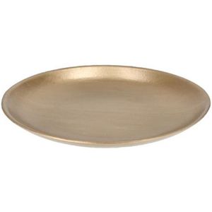 Decoratie schaal - goud - 28 cm - hout - rond - kaarsenbord - kaarsenplateau