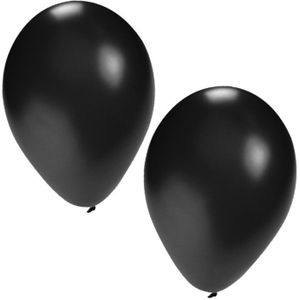 75x stuks zwarte party ballonnen van 27 cm