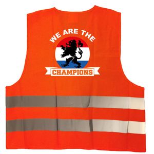 We are the champions oranje veiligheidshesje EK / WK supporter outfit voor volwassenen