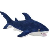 Pluche kleine knuffel zeedieren Blauwe Haai van 33 cm - Speelgoed beesten uit de soft serie - Leuk als cadeau