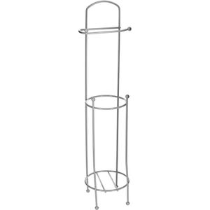 Staande wc/toiletrolhouder met reservoir grijs 66 cm van metaal - Wc-rol houder - Toiletrol houder