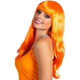Oranje/holland fan artikelen damespruik met lang haar