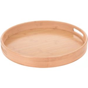 Rond serveer dienblad van bamboe hout 40 x 5 cm