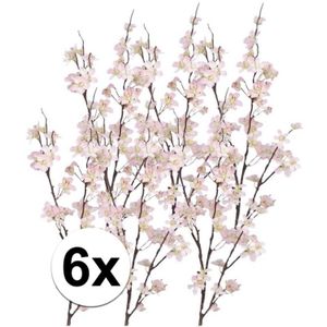 6x Stuks roze appelbloesem kunstbloem/tak met 57 bloemetjes 84 cm - Nepbloemen - Kunstbloemen