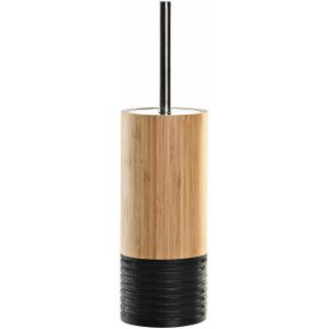 Items WC/Toiletborstel - luxe houder - bamboe hout - bruin/zwart - 37 x 10 cm