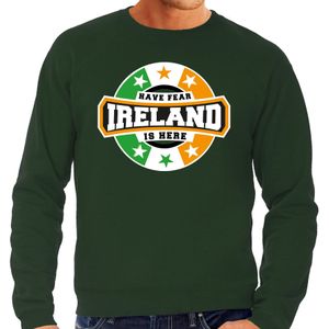 Have fear Ireland is here / Ierland supporter sweater groen voor heren
