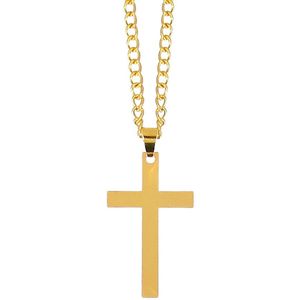 Carnaval/verkleed accessoires Non/priester/paus sieraden - ketting met kruisje - goud - kunststof