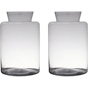 Set van 2x stuks transparante luxe grote vaas/vazen van glas 45 x 29 cm