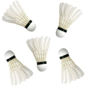 Set van 15x stuks badminton shuttles met veertjes wit  9 x 6 cm