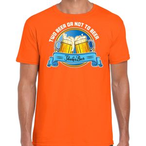 Apres ski t-shirt voor heren - two beer or not to beer - oranje - wintersport - bier