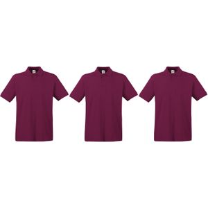 3-Pack maat 2XL bordeaux rode poloshirt premium van katoen voor heren