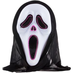 Halloween thema verkleed masker - met LED licht - Scream/Ghostface - volwassenen - met kap