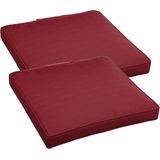 Set van 2x stuks stoelkussens voor binnen en buiten in de kleur bordeaux rood 40 x 40 x 4 cm