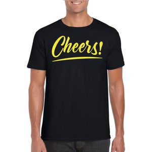Verkleed T-shirt voor heren - cheers - zwart - geel glitter - carnaval/themafeest