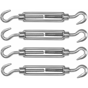 AMIG Spanschroeven/draadspanner met haak/haak - 4x - 7cm - 316L RVS - 100kg - M5 schroefdraad