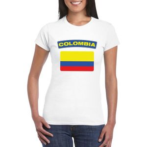 T-shirt met Colombiaanse vlag wit dames