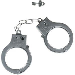 Politie speelgoed handboeien - grijs - kunststof - incl sleutel - verkleed accessoires