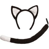 Verkleed set kat/poes - oortjes/staart - zwart - voor kinderen