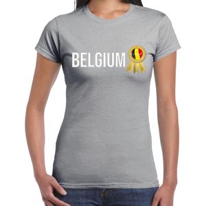 Verkleed T-shirt voor dames - Belgium - grijs - voetbal supporter - themafeest - Belgie