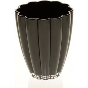 Bloemvorm Vaas Zwart Glas 17 cm