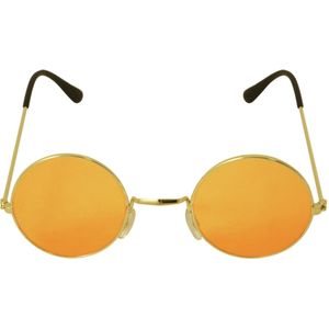 Oranje hippie flower power zonnebril met ronde glazen