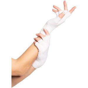 Verkleed handschoenen vingerloos - wit - one size - voor volwassenen