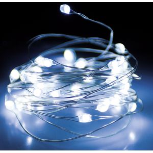 Draadverlichting - 2x st- zilver- 132 led lampjes - helder wit - batterij - 200 cm